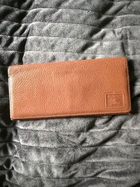 Burberry Brown Pebbled Leather Long Wallet